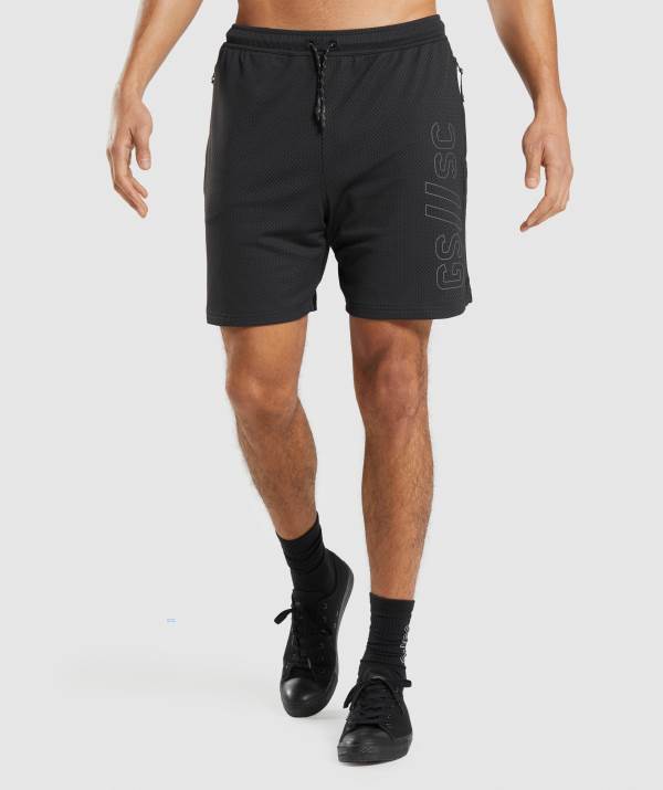 Panske Šortky Gymshark Steve Cook Mesh Čierne | QG8190573